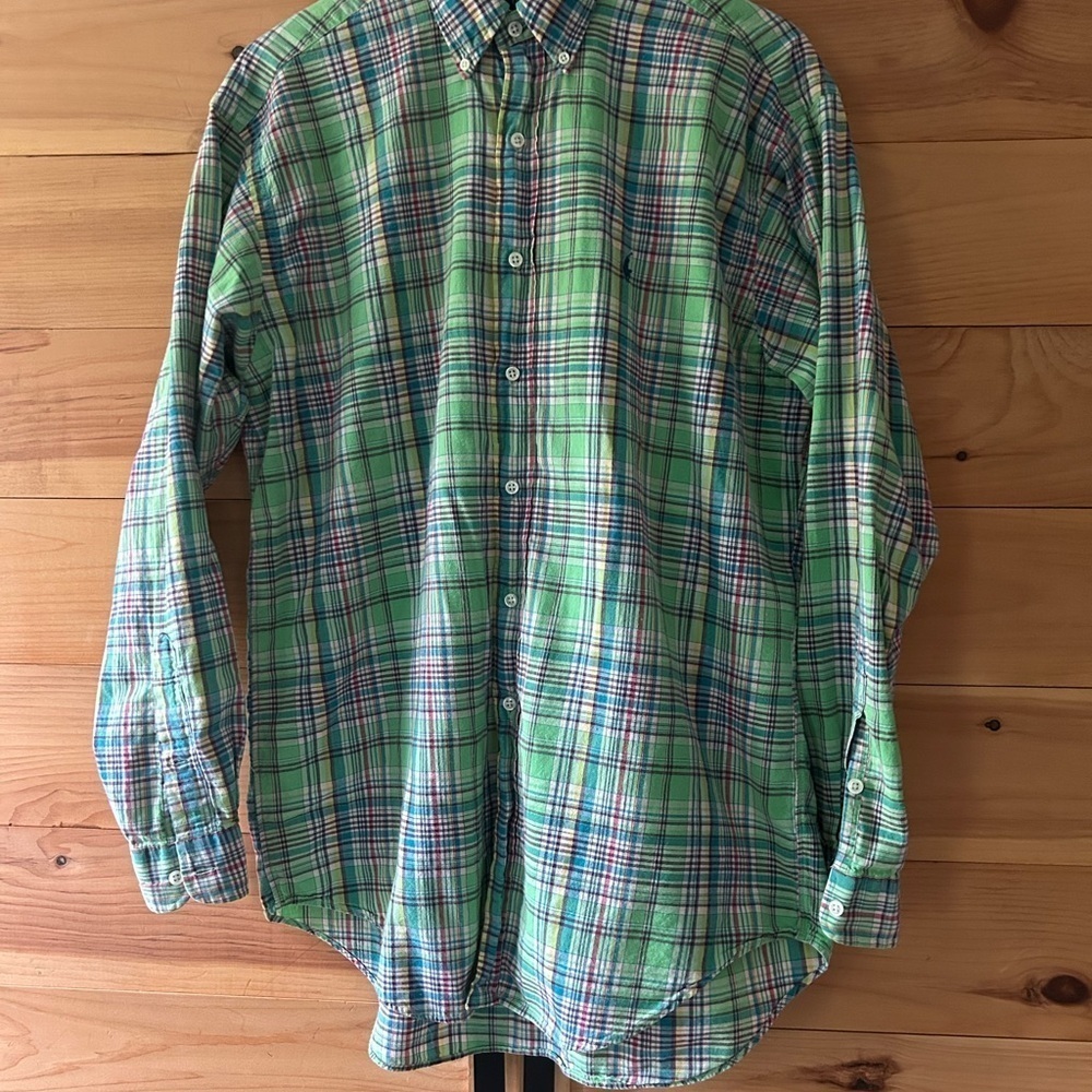 Ralph Lauren Blake Relaxed Fit 100% Cotton Green Casual Button Down Shirt